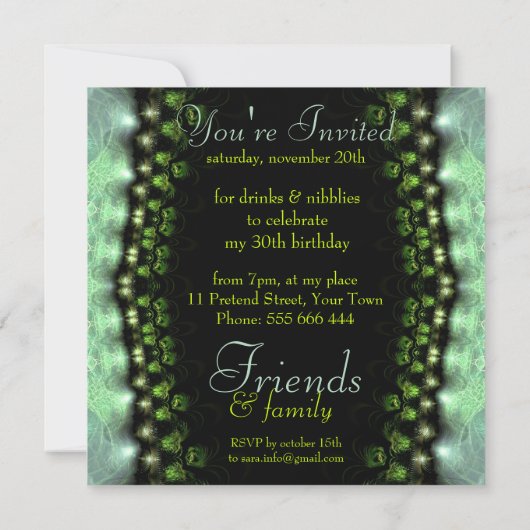 Aqua Satin Lace Birthday + all Event Party Invitat Kaart (Achterkant)