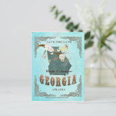 Aqua Save The Date - Georgia kaart met prachtige v (Staand voorkant)