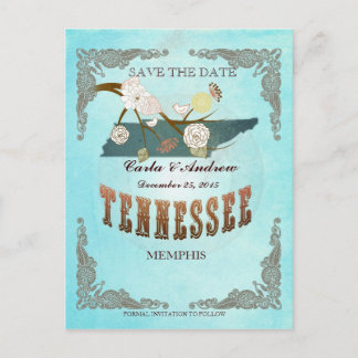 Aqua Save the Date - TN kaart met prachtige vogels