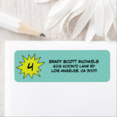 Aqua Save the Day Superhero Retouradreslabels Etiket (Insitu)