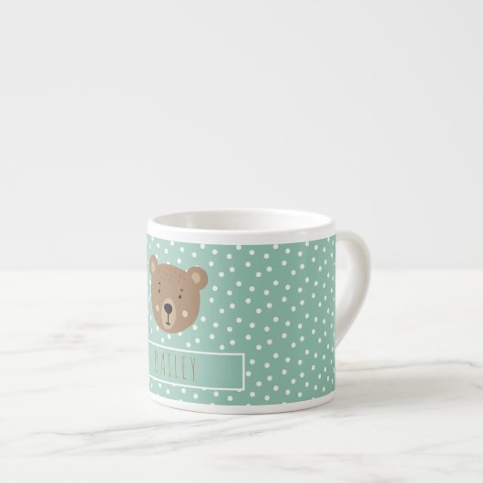 Aqua schattig beer kinder espresso kop (Voorkant rechts)