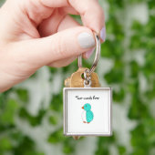 Aqua schattige pinguïn sleutelhanger (Hand)