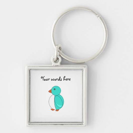 Aqua schattige pinguïn sleutelhanger (Voorkant)