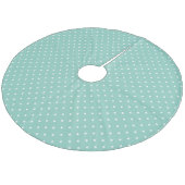 Aqua Schattige Polka Dots Fleece Kerstboom Rok (Gekanteld)