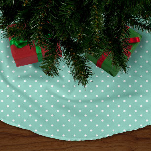 Aqua Schattige Polka Dots Fleece Kerstboom Rok