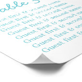 Aqua schelp Bruiloft Zitplaatsen Tafel Plan 1-9 Poster (Hoek)