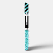 AQUA SCHITTERT HET ZWARTE MONOGRAM VAN DE CHEVRON Case-Mate iPhone CASE (Achterkant / Links)