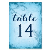 aqua scroll leaf trouwtafel nummer kaart (Voorkant)