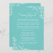  Aqua Scroll Wedding Rehearsal and Dinner Kaart (Voorkant / Achterkant)