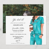 Aqua scrubs verpleegster foto ze deed het Afstuder Kaart (Voorkant / Achterkant)