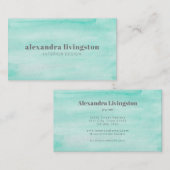 Aqua Seafoam Groene Abstracte Waterverf Visitekaartje (Voorkant / Achterkant)