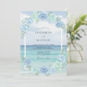 Aqua Seafoam Krans Bruiloft Kaart (Staand voorkant)