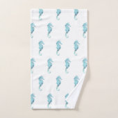 Aqua Seahorse Bath Towel Set Bad Handdoek (Handdoek)