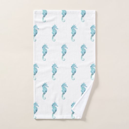 Aqua Seahorse Bath Towel Set Bad Handdoek (Handdoek)