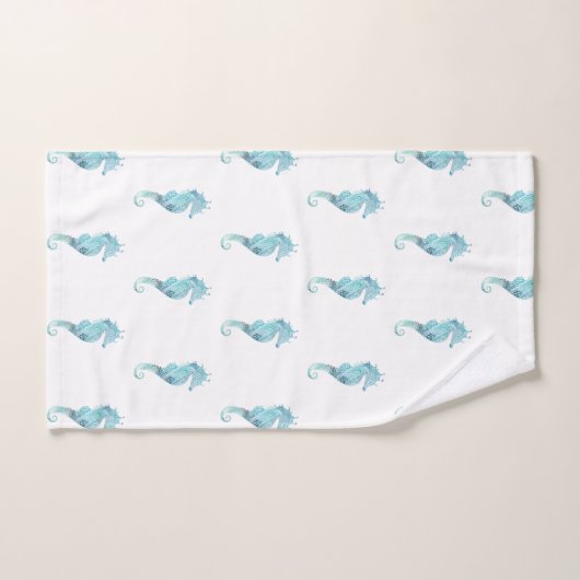 Aqua Seahorse Bath Towel Set Bad Handdoek (Handdoek)