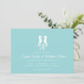 Aqua Seahorse Beach bruiloft uitnodiging (Staand voorkant)