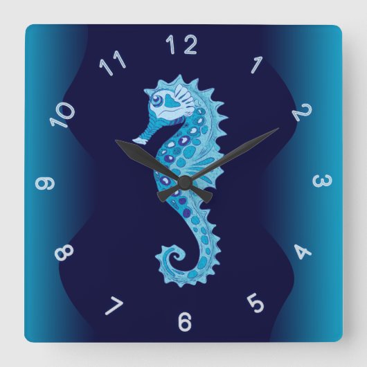 Aqua Seahorse Wall klok (Voorkant)