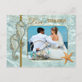Aqua Seahorse Wedding Foto: Dank u Briefkaart
