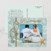 Aqua Seahorse Wedding Foto: Dank u Briefkaart (Voorkant / Achterkant)