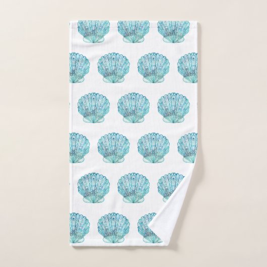 Aqua Seashell Bad Handdoek (Handdoek)