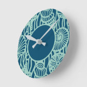 Aqua Seashell Patroon Ronde Klok (Hoek)