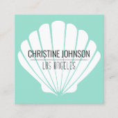 aqua seashell square visitekaartje (Voorkant)