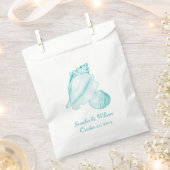 Aqua Seashells Wedding Favor Bag Bedankzakje (Geknipt)