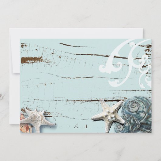 aqua seishell strand Baby Geboorteaankondiging fot Aankondiging (Achterkant)