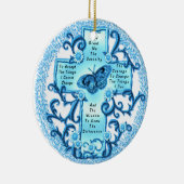 Aqua Serenity Cross-keramisch rond ornament (Rechts)