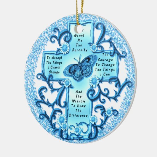 Aqua Serenity Cross-keramisch rond ornament (Links)