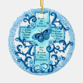 Aqua Serenity Cross keramische ronde ornament