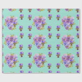 Aqua Shabby Chic Pansy bloemen floreren Wrappen Cadeaupapier (Vlak)