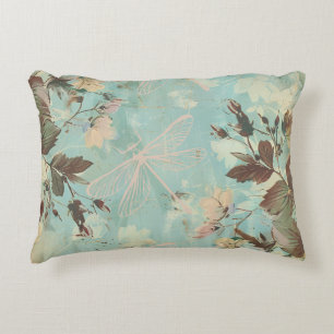 Aqua Shabby Cottage Dragonfly Accent Kussen