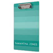 Aqua Shades Ombre Simple Stripe Personaliseer naam Klembord (Links)