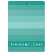 Aqua Shades Ombre Simple Stripe Personaliseer naam Klembord (Achterkant)