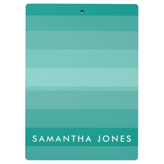 Aqua Shades Ombre Simple Stripe Personaliseer naam Klembord (Achterkant)