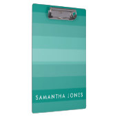 Aqua Shades Ombre Simple Stripe Personaliseer naam Klembord (Rechts)
