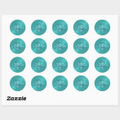 Aqua Sheen Fleur de Lis Envelope Seal Ronde Sticker (Vel)
