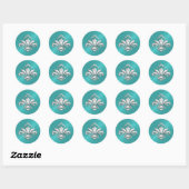 Aqua Sheen Silver Fleur de Lis Envelope Seal Ronde Sticker (Vel)