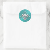 Aqua Sheen Silver Fleur de Lis Envelope Seal Ronde Sticker (Tas)