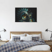 Aqua Shell Swirl Fractal Art Verpakt Canvas (Insitu (Slaapkamer))