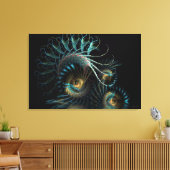 Aqua Shell Swirl Fractal Art Verpakt Canvas (Insitu (Woonkamer))