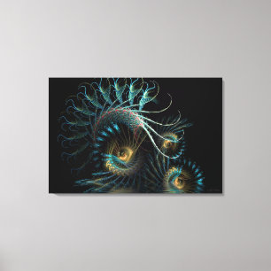 Aqua Shell Swirl Fractal Art Verpakt Canvas