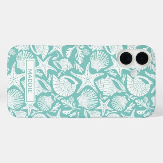 Aqua Shells Personalized Case-Mate iPhone Case (Achterkant (horizontaal))