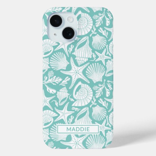 Aqua Shells Personalized Case-Mate iPhone Case (Achterkant)