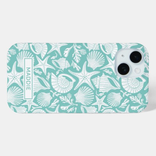 Aqua Shells Personalized Case-Mate iPhone Case (Achterkant (horizontaal))