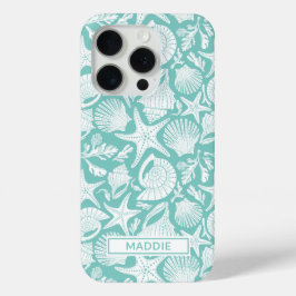 Aqua Shells Personalized iPhone 15 Pro Case