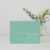 Aqua shimmer folie bruiloft RSVP briefkaart (Staand Voorkant)