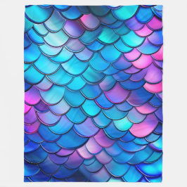 "Aqua Shimmer Iridescent Mermaid Scales" Fleece Deken