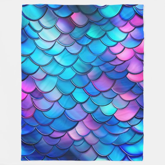 "Aqua Shimmer Iridescent Mermaid Scales" Fleece Deken (Voorkant)